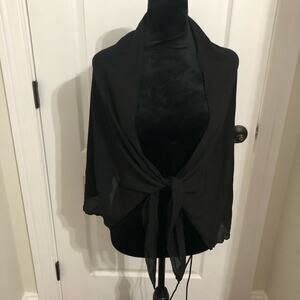 Dotti‎ Womens ShawlOne Size Black Soft Chiffon Wrap Tie Front Beach Casual NWT